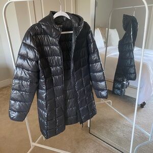 Lightweight Shiny Black Puffer Coat